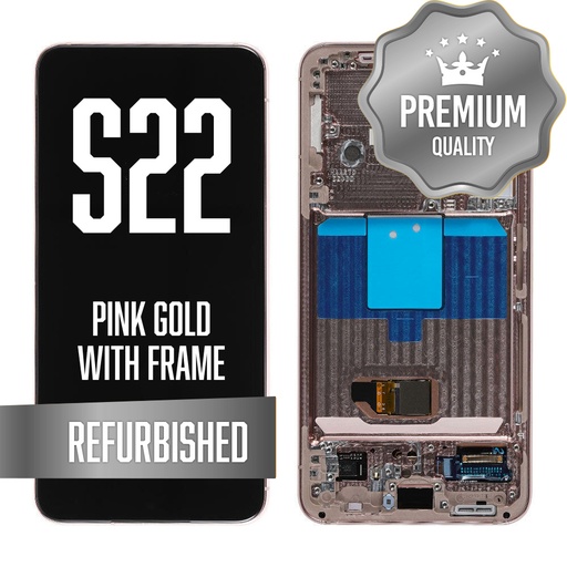 [LCD-S22-WF-PN] OLED Assembly for Samsung Galaxy S22 With Frame - Pink Gold (Refurbished)