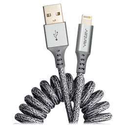 [COILCABTGVNV] Ventev - Chargesync Helix Coiled Usb A To Apple Lightning Cable - Heather Gray