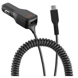 [R2400TYPCVNV] Ventev - 20w Dashport R2400c Dual Car Charger With Usb A And Connected Usb C Cable - Gray