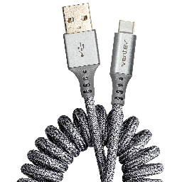 [COILCABACVNV] Ventev - Chargesync Helix Coiled Usb A To Usb C Cable - Heather Gray