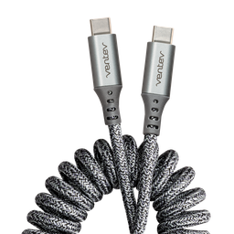 [HC3-GRY252383] Ventev - Chargesync Helix Coiled Usb C To Usb Type C Cable 3ft - Gray