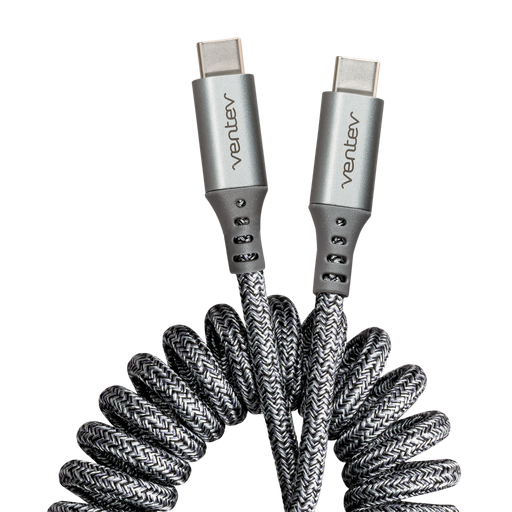 [HC3-GRY252383] Ventev - Chargesync Helix Coiled Usb C To Usb Type C Cable 3ft - Gray