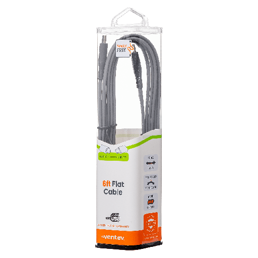 [FC6-GRY255970] Ventev - Chargesync Flat Usb C To Usb C Cable 6ft - Grey