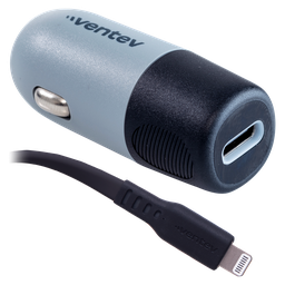 [CC20-CL257361] Ventev - 20w Usb C Pd Car Charger And C To Apple Lightning Cable - Dark Gray