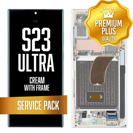 [LCD-S23U-WF-SP-CR] OLED Assembly for Samsung Galaxy S23 Ultra With Frame - Cream (Service Pack)