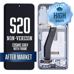 [LCD-S20-WF-HQ-BK] OLED Assembly for Samsung Galaxy S20 With Frame - Cosmic Gray (High Quality - Aftermarket)