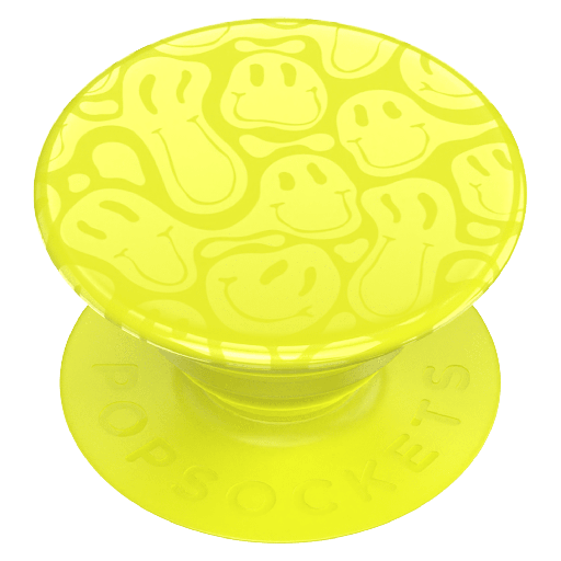 [806898] Popsockets - Popgrip - Neon Jolt Yellow Smiley Melt