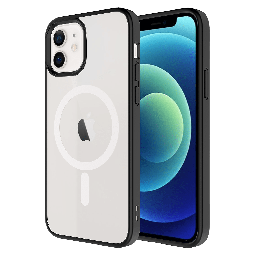 [AA-IPH12-MAGBUMPER-BLK] Ampd - Tpu  /  Acrylic Hard Shell Magsafe Case With Colored Bumper For Apple Iphone 12  /  Iphone 12 Pro - Clear And Black