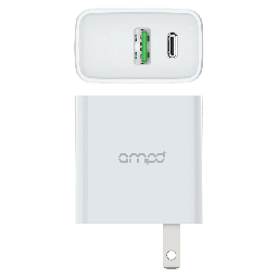 [AA-20WPDFAST-WHT] Ampd - Pd Fast 20w Usb C And Usb A Dual Port Wall Charger - White