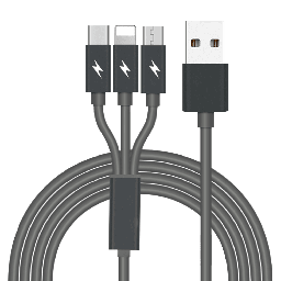 [AA-USB-3IN1-BLACK] Ampd - 3 In 1 Multi Tip Usb Connection Cable - Black