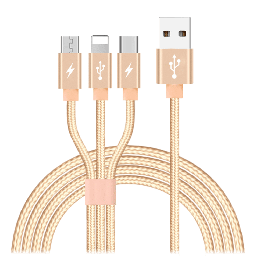 [AA-USB-3IN1-ROSEGOLD] Ampd - 3 In 1 Multi Tip Usb Connection Cable - Rose Gold