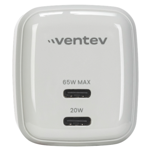 [WC65-HD262124] Ventev - 65w Dual Usb C Gan Mini Wall Charger - White