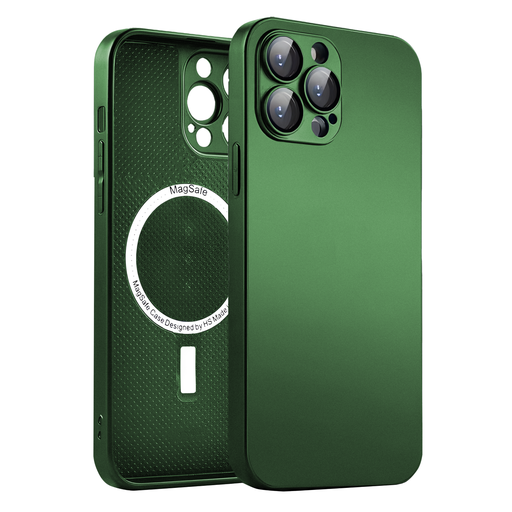 [CS-I13PM-GSC-GR] Glass Magsafe Case with Camera Protection for iPhone 13 Pro Max - Green