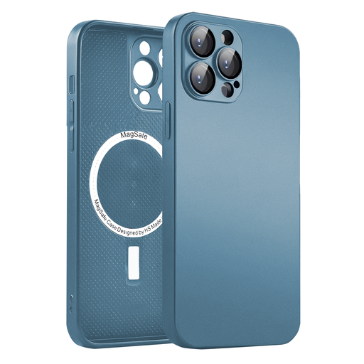 [CS-I12PM-GSC-BL] Glass Magsafe Case with Camera Protection for iPhone 12 Pro Max - Blue