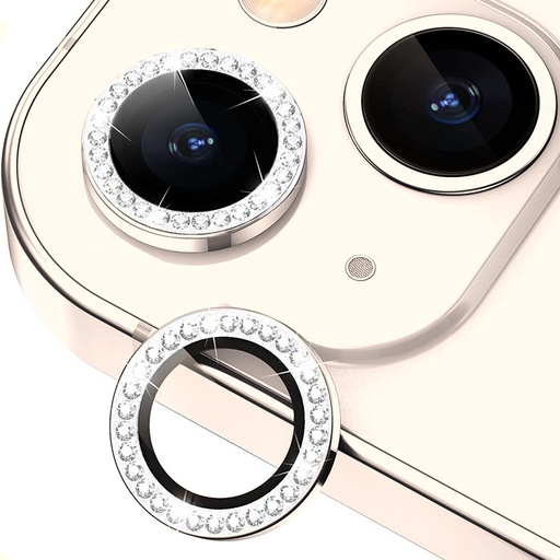 [TG-I15-DCL-ST] Diamond Camera Lens w/HD Tempered Glass  for iPhone 15 / 15 Plus (Starlight) (1 Pc)