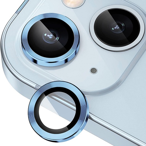 [TG-I15-RCL-BL] Ring Camera Lens w/HD Tempered Glass  for iPhone 15 / 15 Plus (Blue) (1 Pc)