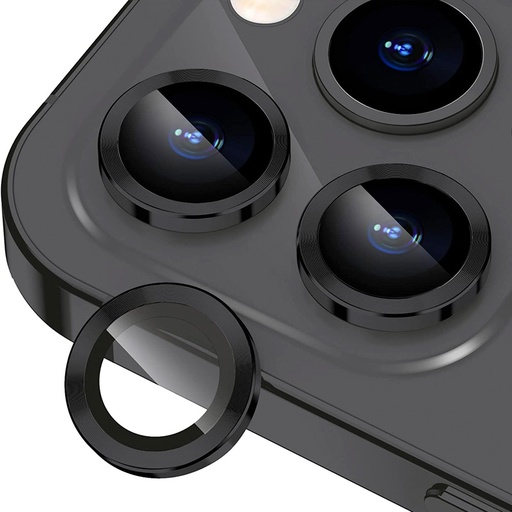 [TG-I15PM-RCL-BK] Ring Camera Lens w/HD Tempered Glass  for iPhone 15 Pro / 15 Pro Max (Black) (1 Pc)