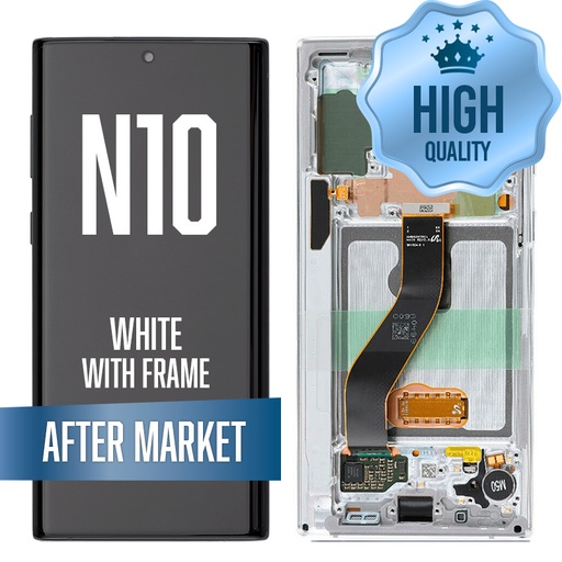 [LCD-N10-WF-HQ-WH] OLED Assembly for Samsung Galaxy Note 10 (N970) with Frame - White (Aftermarket - OLED)