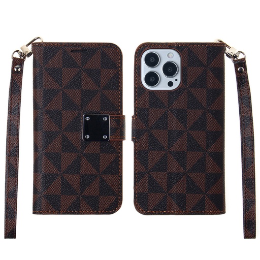 [CS-I15M-TWC-NBL] Triangle Wallet Case for iPhone 15 Plus - Navy Blue