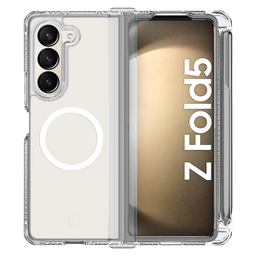 [SGQ5-SUHIP-TRPE] Itskins - Supremer Hinge Magsafe Case With Pen Holder For Samsung Galaxy Z Fold5 - Transparent