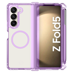 [SGQ5-SUHIP-LPPE] Itskins - Supremer Hinge Magsafe Case With Pen Holder For Samsung Galaxy Z Fold5 - Transparent Purple