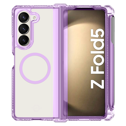 [SGQ5-SUHIP-LPPE] Itskins - Supremer Hinge Magsafe Case With Pen Holder For Samsung Galaxy Z Fold5 - Transparent Purple