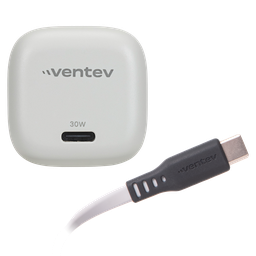 [WC30-CC261501] Ventev - 30w Pd Pps Mini Usb C Wall Charger And Usb C To Usb C Cable 3.3ft - White
