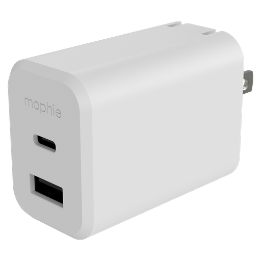 [409911449] Mophie - 42w Gan Dual Port Usb C And Usb A Wall Charger - White