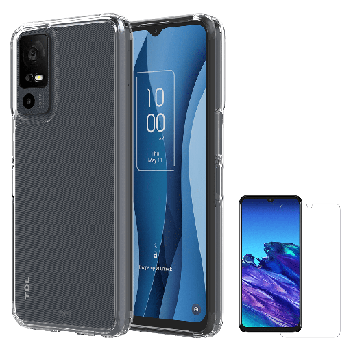 [PTCLCM2920] Axs - Ultra Clear Case And Armor Glass Screen Protector For Tcl 40 Xe 5g - Clear