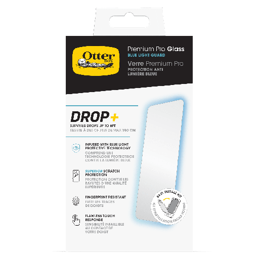 [77-93990] Otterbox - Premium Pro Glass Antimicrobial Blue Light Screen Protector For Apple Iphone 15 Pro Max  - Clear