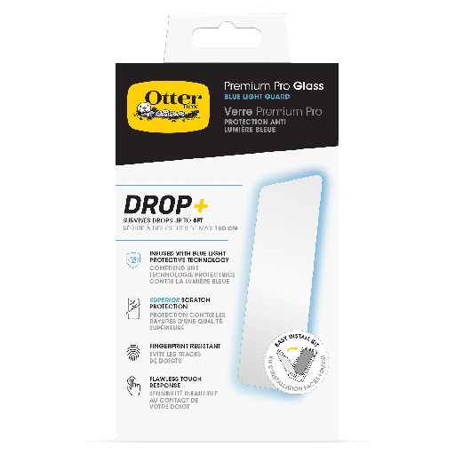 [77-93996] Otterbox - Premium Pro Glass Antimicrobial Blue Light Screen Protector For Apple Iphone 15  - Clear