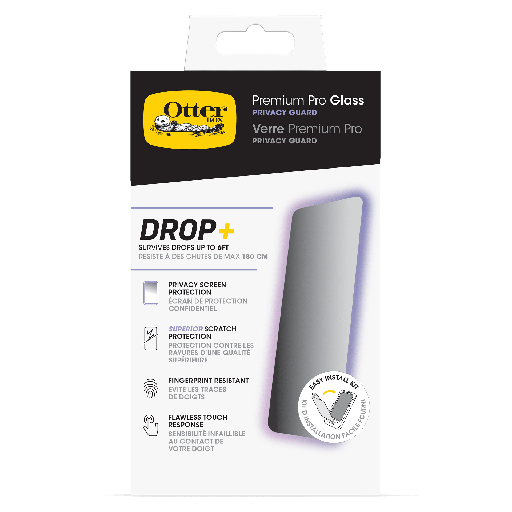 [77-94002] Otterbox - Premium Pro Glass Antimicrobial Privacy Screen Protector For Apple Iphone 15 Pro  - Clear