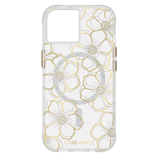 [CM051322] Case-mate - Floral Gems Magsafe Case For Apple Iphone 15  /  Iphone 14  /  Iphone 13 - Gold