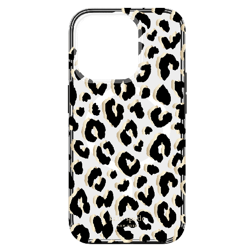 [KS052492] Kate Spade - New York Protective Hardshell Magsafe Case For Apple Iphone 15 Pro - City Leopard Black