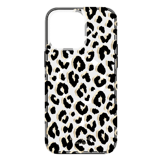 [KS052624] Kate Spade - New York Protective Hardshell Magsafe Case For Apple Iphone 15 Pro Max - City Leopard Black