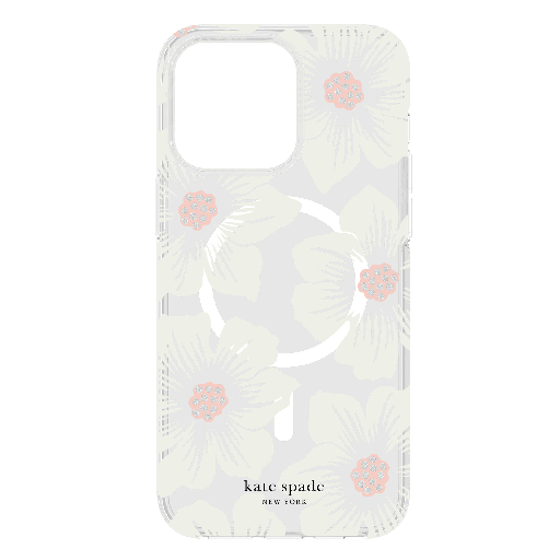 [KS052610] Kate Spade - New York Protective Hardshell Magsafe Case For Apple Iphone 15 Pro Max - Hollyhock Cream