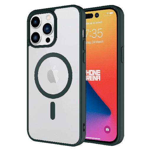 [AA-IPH15PROMAX-MAG-BUMP-GRN] Ampd - Tpu  /  Acrylic Hard Shell Magsafe Case With Colored Bumper For Apple Iphone 15 Pro Max - Green