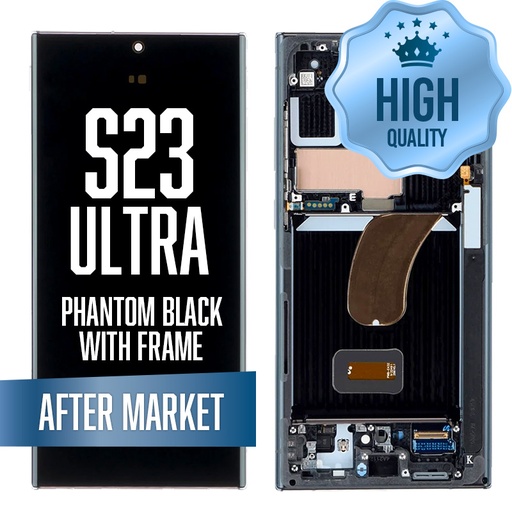 [LCD-S23U-WF-HQ-BK] OLED Assembly for Samsung Galaxy S23 Ultra With Frame - Phantom Black (High Quality - Aftermarket) (US Version)