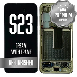 [LCD-S23-WF-CR] OLED Assembly for Samsung Galaxy S23 With Frame - Cream (Refurbished) (US Version)