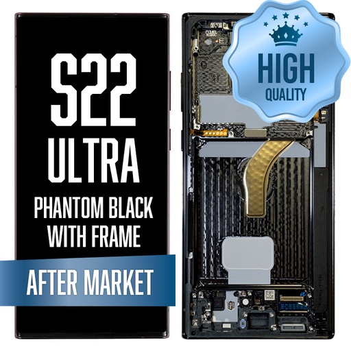[LCD-S22U-WF-HQ-BK] OLED Assembly for Samsung Galaxy S22 Ultra With Frame - Phantom Black (High Quality - Aftermarket)