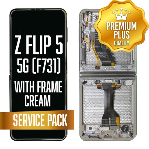 [LCD-ZFL5-WF-SP-CR] OLED Assembly (Inner) for Samsung Galaxy Z Flip 5 5G (F731) With Frame - Cream (Service Pack)