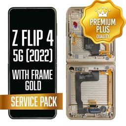 [LCD-ZFL4-WF-SP-GO] OLED Assembly (Inner) for Samsung Galaxy Z Flip 4 5G (2022) With Frame - Gold (Service Pack)