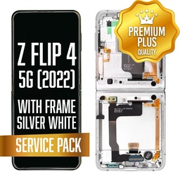 [LCD-ZFL4-WF-SP-SI] OLED Assembly (Inner) for Samsung Galaxy Z Flip 4 5G (2022) With Frame - Silver White (Service Pack)