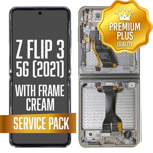 [LCD-ZFL3-WF-SP-CR] OLED Assembly (Inner) for Samsung Galaxy Z Flip 3 5G (2021) With Frame - Cream (Service Pack)