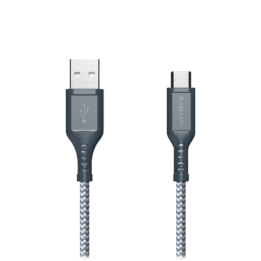 [BC6-GRY262893] Ventev - High Speed Usb A To Usb C Braided Cable With 2x The Copper For Faster Charging 6ft - Gray