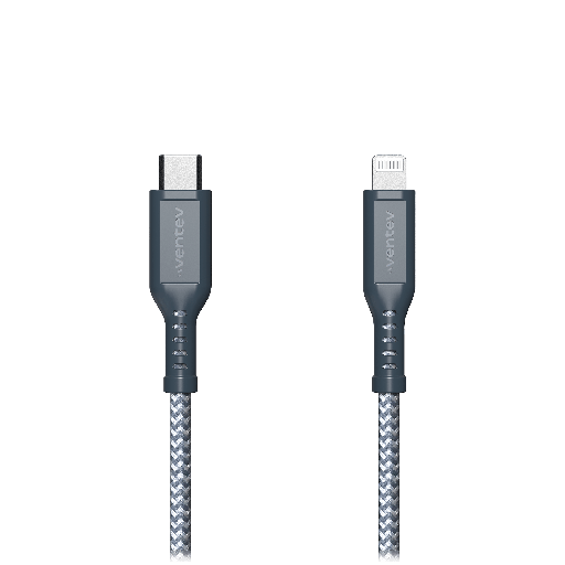 [BC6-GRY262895] Ventev - High Speed Usb C To Apple Lightning Braided Cable With 2x The Copper For Faster Charging 6ft - Gray