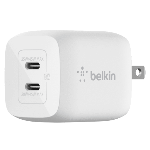 [WCH011DQWH] Belkin - Dual Port Usb C Pd Wall Charger With Pps 45w - White