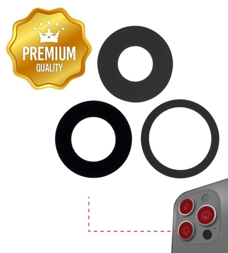 [SP-I12PM-BCLWADT-GO-3S] Back Camera Lens (Glass Only) With Adhesive For Iphone 12 Pro Max (3 Piece Set) (Premium)