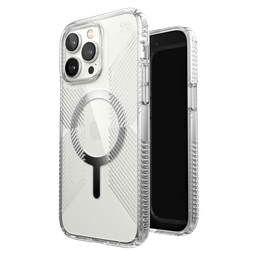 [150181-3080] Speck - Presidio Perfect Clear Grip Magsafe Case For Apple Iphone 14 Pro Max - Silver