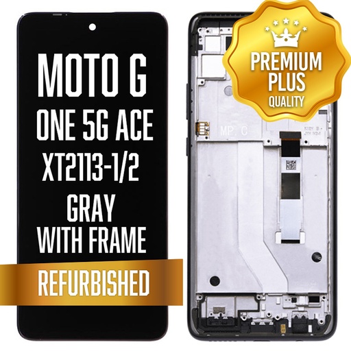 [LCD-XT2113-1-WF-GY] LCD with frame for Motorola One 5G Ace (XT2113-1 / 2) - Gray (Premium/ Refurbished)